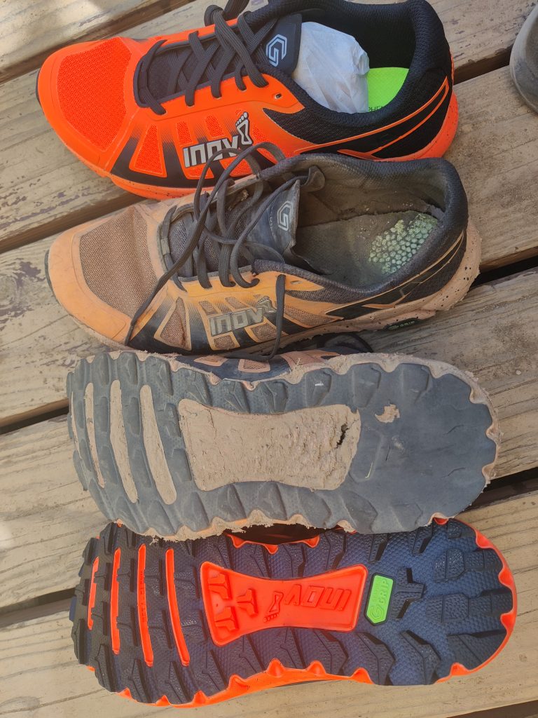2 pairs of shoes, one brand new one well worn